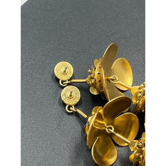 J. Crew Bead & Blossom Gold Tone Long Triple Flower Dangle Gilded Earrings - Picture 10 of 14